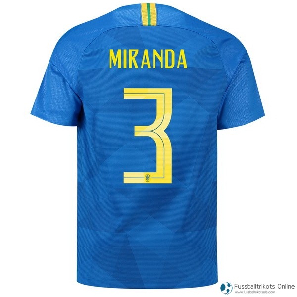 Brasilien Trikot Auswarts Miranda 2018 Blau Fussballtrikots Günstig